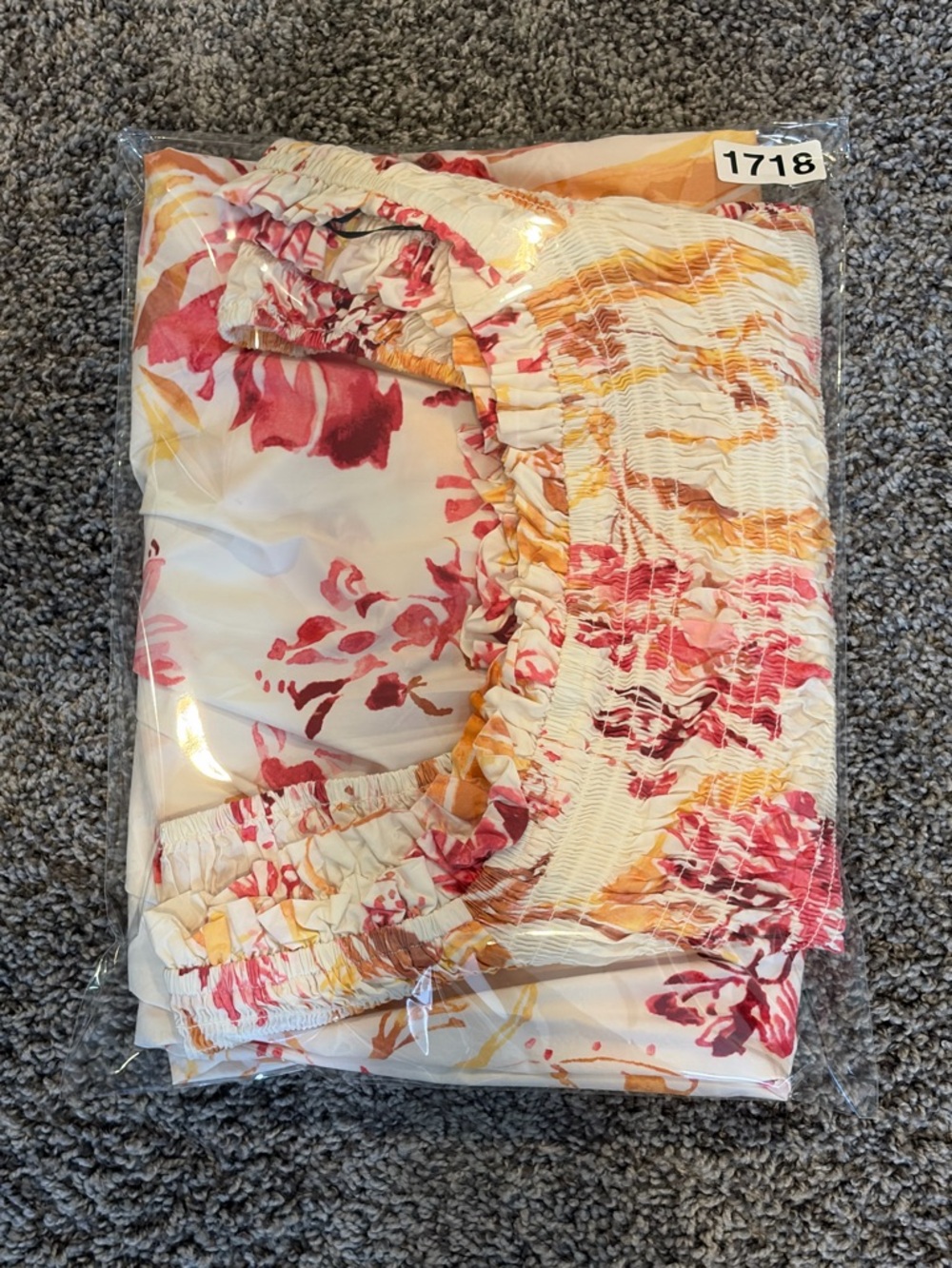 🎉H&M Cream Maxi Dress |Pink & Yellow Floral Print | Stretch Smock Off Shoulder M - Picture 9 of 9
